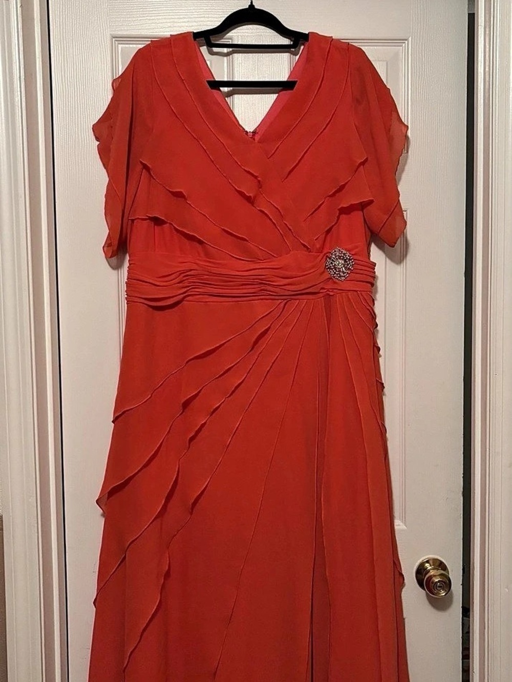 Roaman's Ruffle Maxi Dress in Orange Size 1X Like New